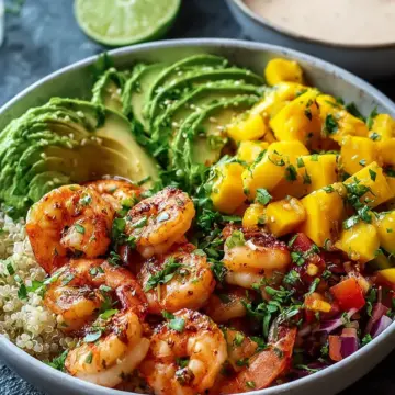Shrimp Avocado Bowls with Mango Salsa & Lime Chili Sauce Recipe