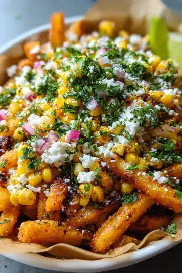 Loaded Mexican Street Corn Fries: Crispy Flavor in Every Bite