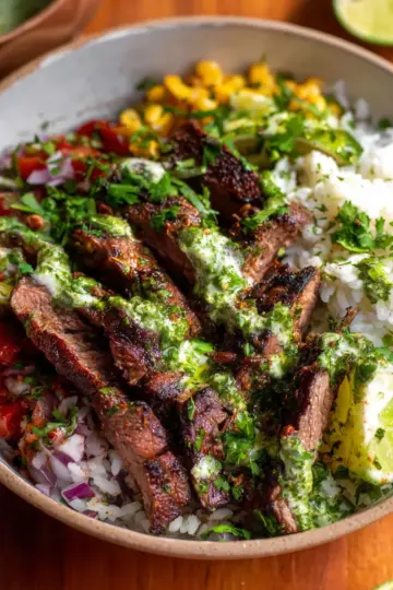 Cilantro Lime Steak and Rice Bowls