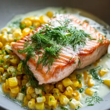 Coconut-Poached Salmon with Corn and Dill: A Quick Delight