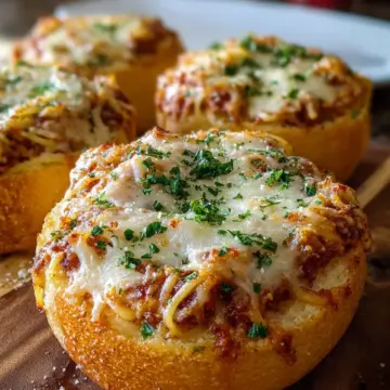 Spaghetti Garlic Bread Bowls