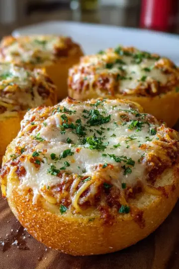 Spaghetti Garlic Bread Bowls