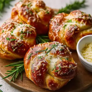 Mozzarella Stuffed Rosemary Parmesan Soft Pretzels Recipe