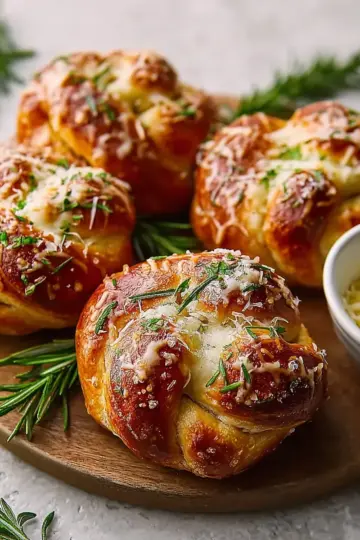 Mozzarella Stuffed Rosemary Parmesan Soft Pretzels Recipe