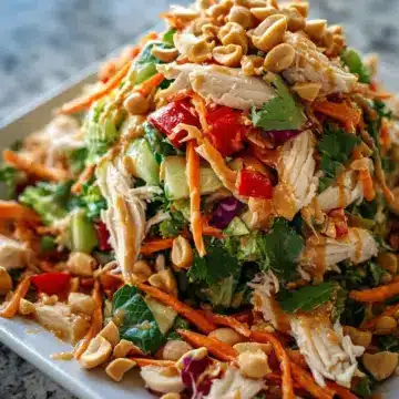 Crunchy Thai Chicken Salad with Homemade Peanut Dressing