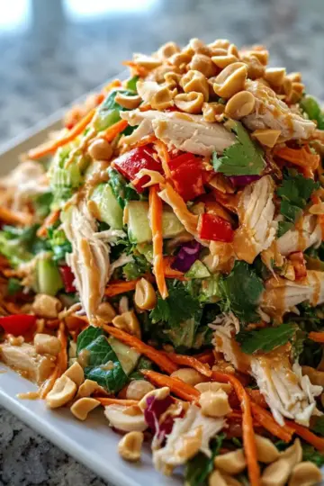 Crunchy Thai Chicken Salad with Homemade Peanut Dressing