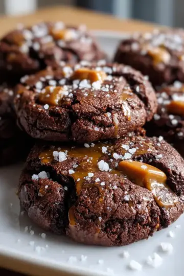 Double Chocolate Salted Caramel Cookies