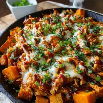 Sweet Potato Skillet with BBQ Chicken & Cheese