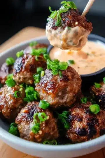 Korean BBQ Meatballs with Spicy Mayo Dip Recipe
