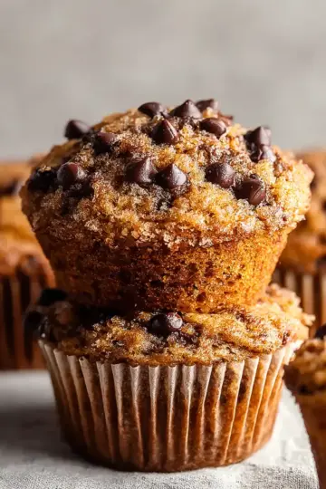 Sweet Banana Bread Muffins With Chocolate Chips