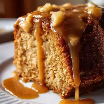 Moist Apple Dapple Cake with Buttery Brown Sugar Glaze