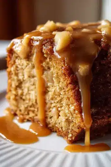 Moist Apple Dapple Cake with Buttery Brown Sugar Glaze